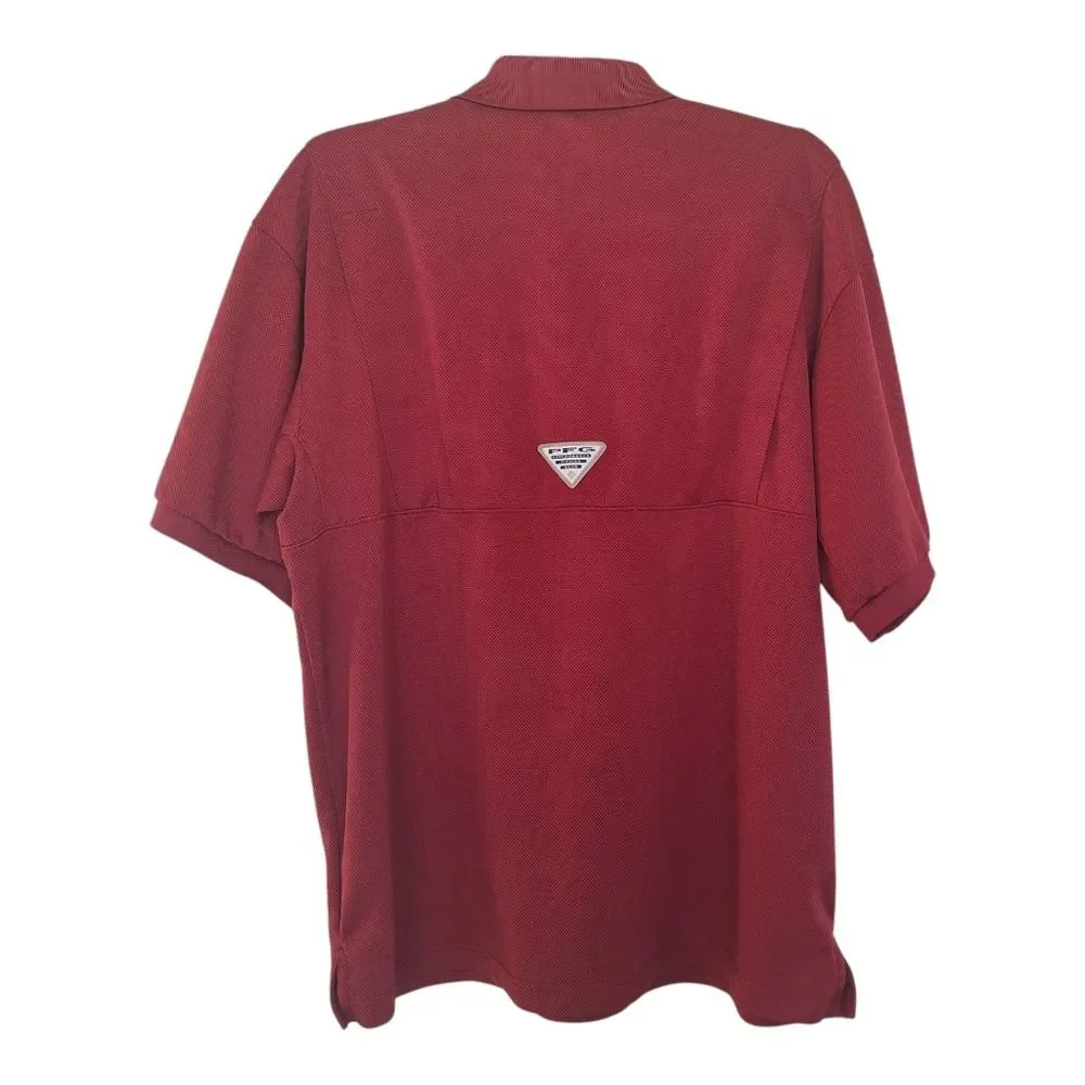 Columbia Red Polo PFG Fishing Shirt Golf Omni Shade Alabama Crimson Tide Men's M